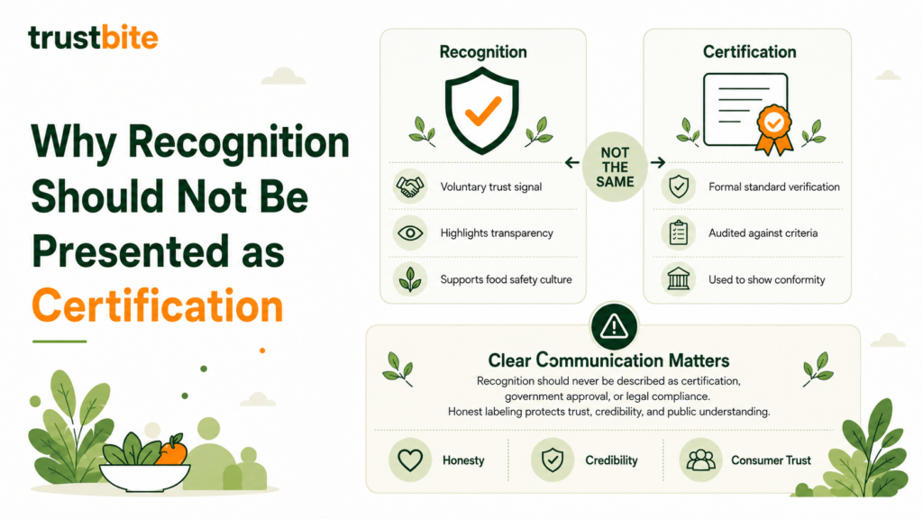 Why Recognition Should Not Be Presented as Certification