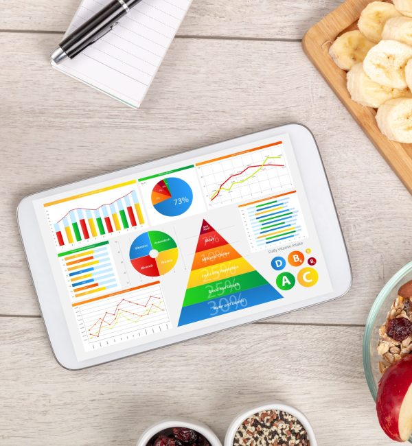 healthy eating concept close up of tablet with s 2026 01 09 14 39 00 utc